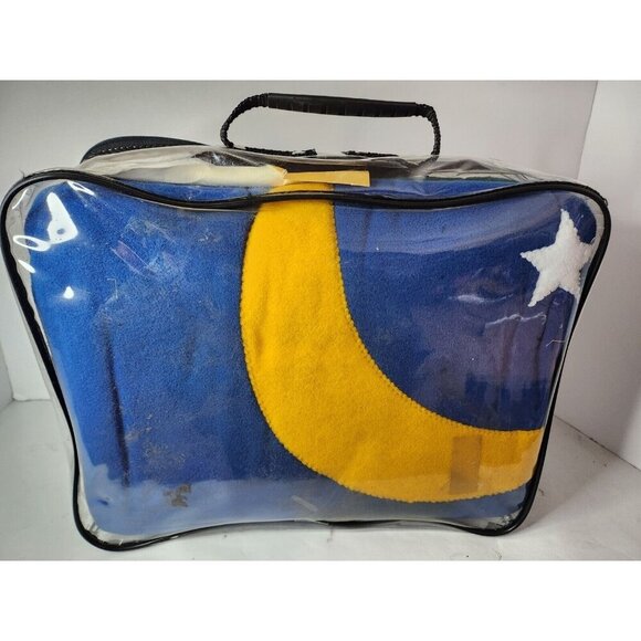 Toast and Jammies Up North Applique Polar Fleece Blanket Blue Stars Moon 43"X54" - Picture 4 of 4